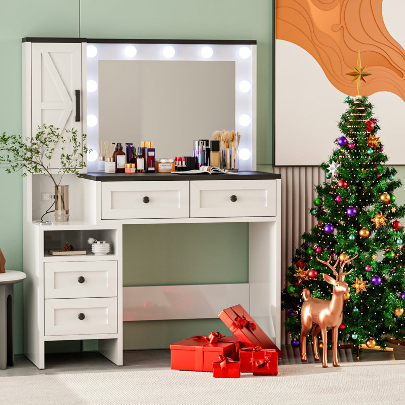Meuble-lavabo moderne 40 "avec lumières, miroir, station de charge, tiroirs, armoire