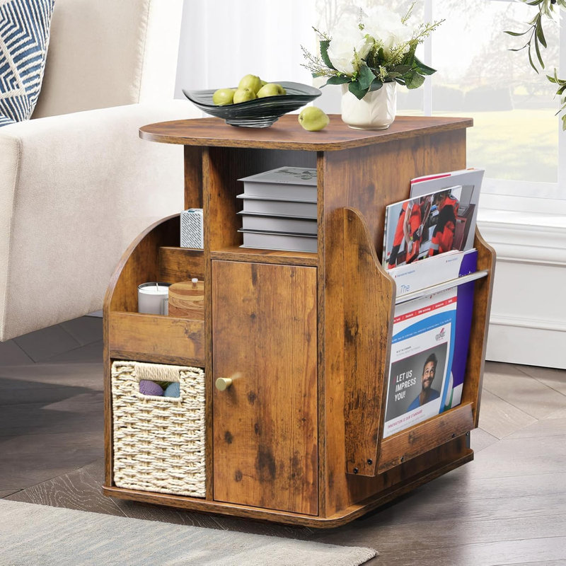 Rotating End Table with Storage