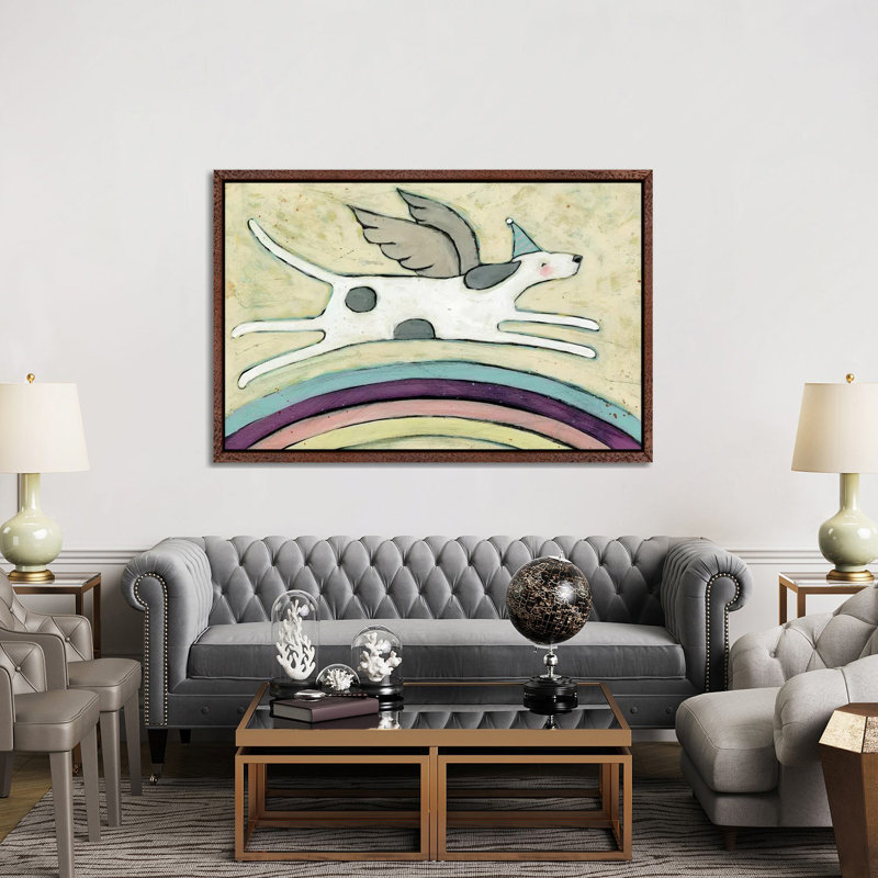 Dogs Go To Heaven by Teresa Kogut - Painting on Canvas, Classic Brown Wood Framed, 152.5 cm H x 101.5 cm W
