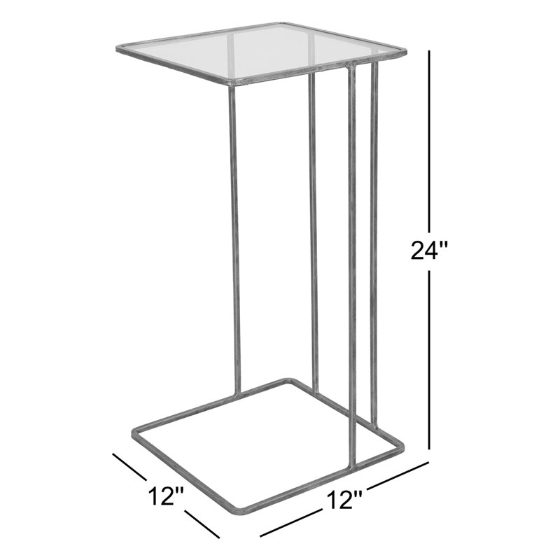 Margos Glass End Table, Antique Gold