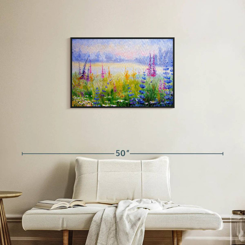 Floral, Cadre flottant noir, 31 po x 21 po