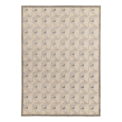 Rug & Kilim's Scandinavian Rug In Beige And Gray With Geometric Patterns