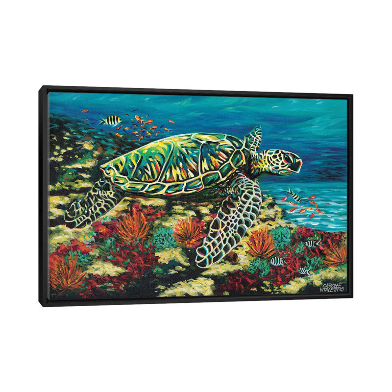 « deep sea nage ii », reproduction d’impression sur toile tendue, H 40 po x l 60 po x P 1,5 po, Toile avec cadre noir