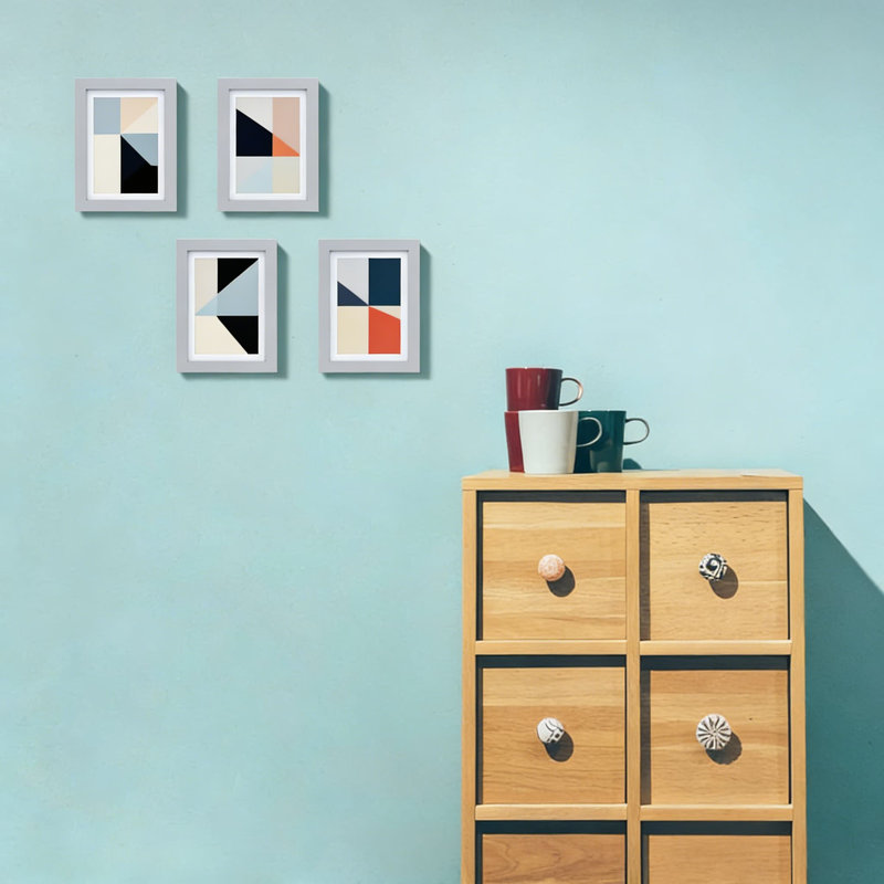 Solid Wood 5X7 Picture Frames With Plexiglass, 4 Pack For Tabletop Or Wall Display, Includes Mat For 4X6 Photos