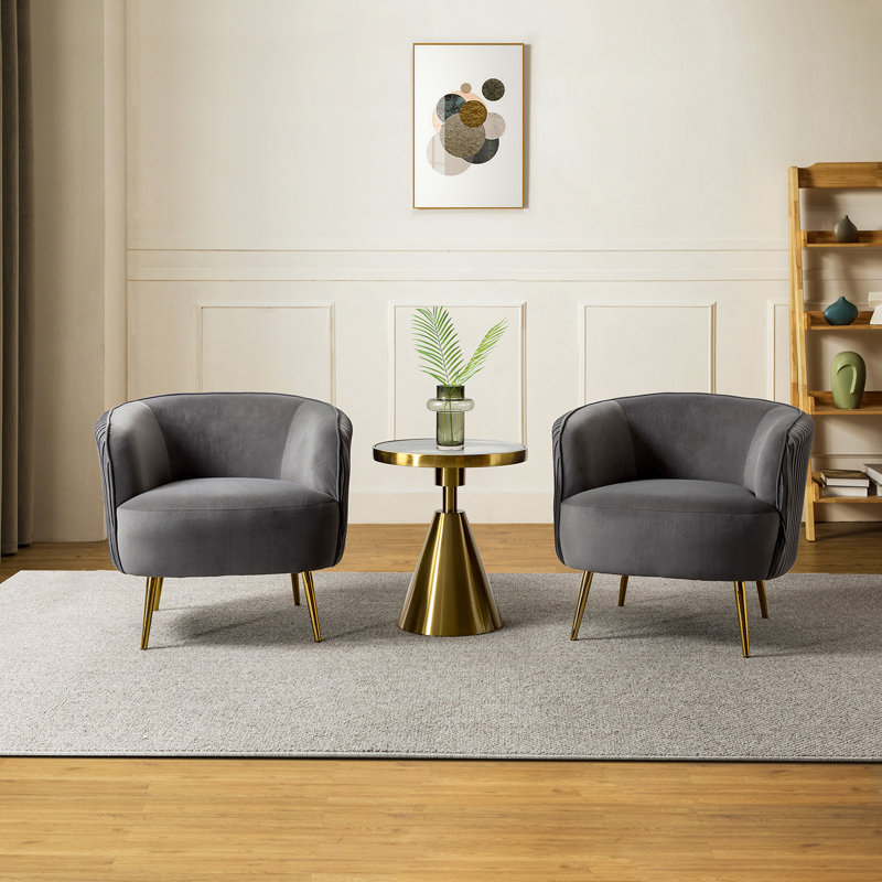 Fauteuil demi-tonneau de 31 po de largeur, Velours gris