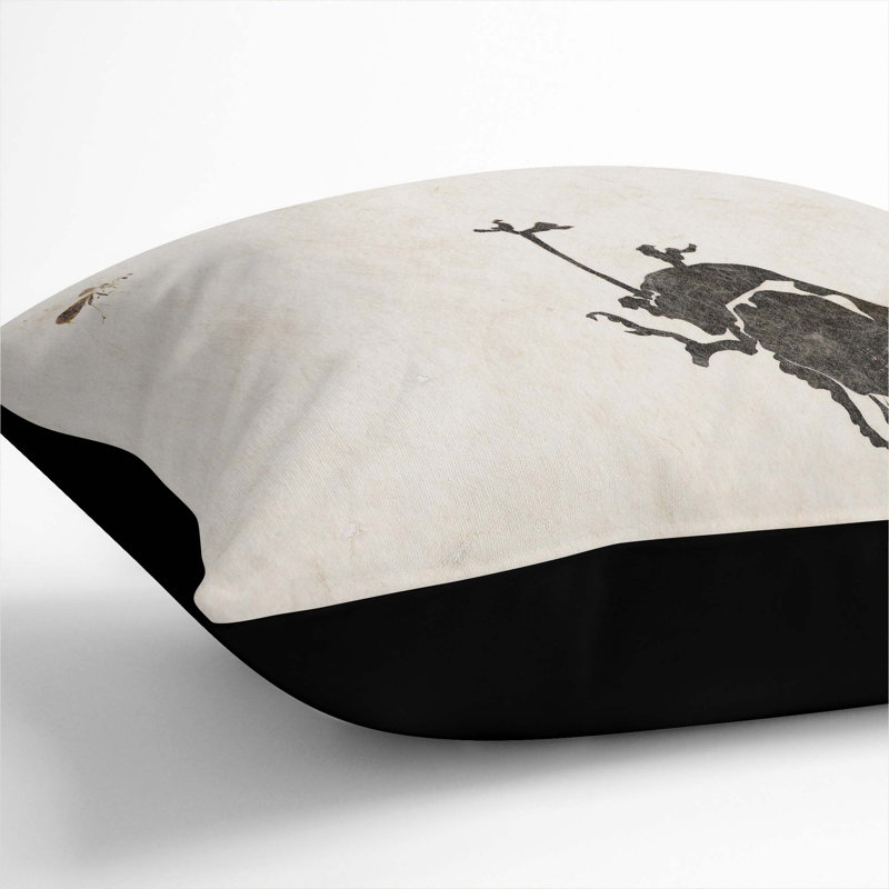 Insects by Shibata Zeshin Cushion with Filling, 40cm H x 40cm W x 15cm D, Black