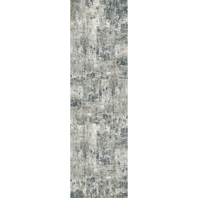 Tapis gris à motif abstrait Townes, Tapis de couloir : 2 pi 2 po x 7 pi 7 po