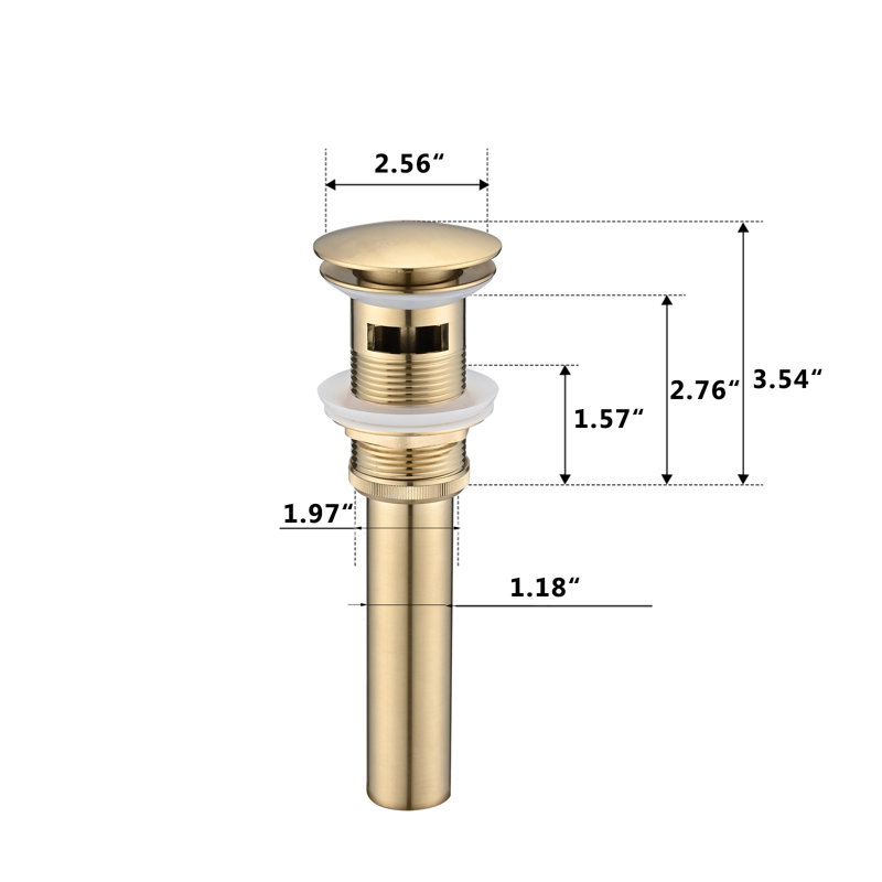 Bathroom Pop-Up Drain Assembly Vessel Sink Drain Stopper with Overflow, Brushed Gold