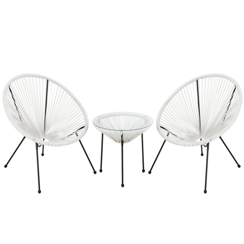 Arciniega Long Patio Bistro Sets, White
