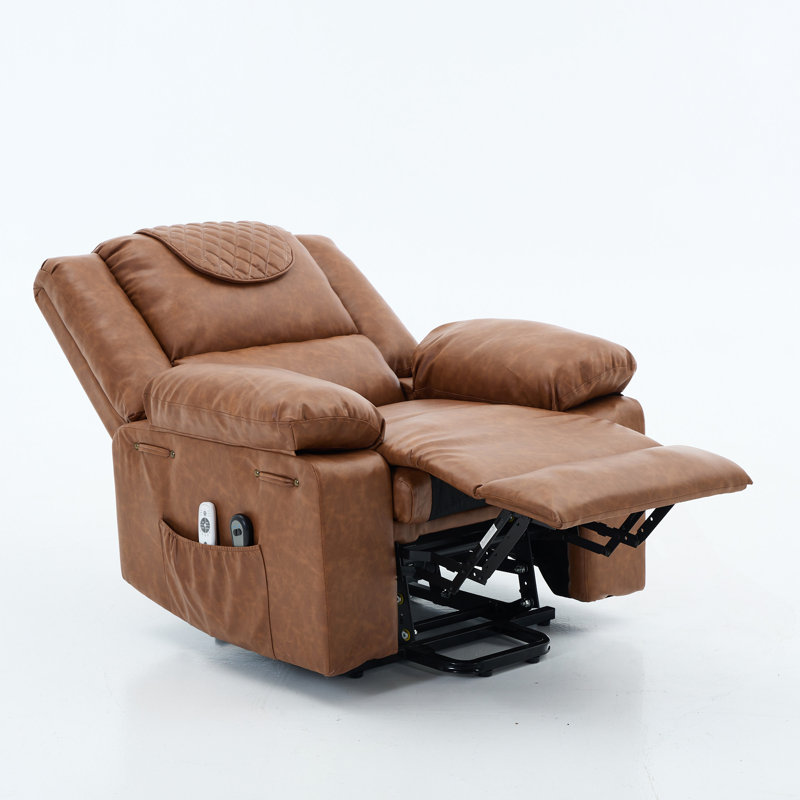 Fauteuil inclinable chauffant et massant télécommandé, Brun