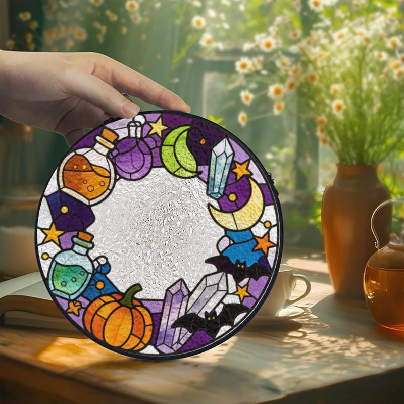 Guirlande d'Halloween avec vitrail pour fenêtre, 7,8 x 7,8 po (20 x 20 cm)