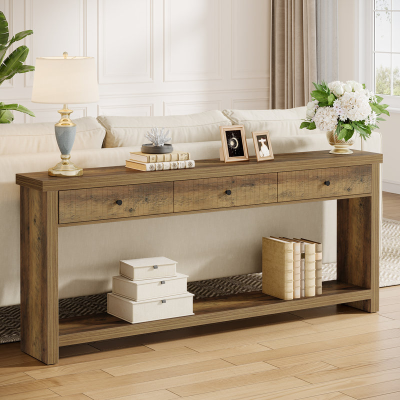 Console à 3 tiroirs, Brun