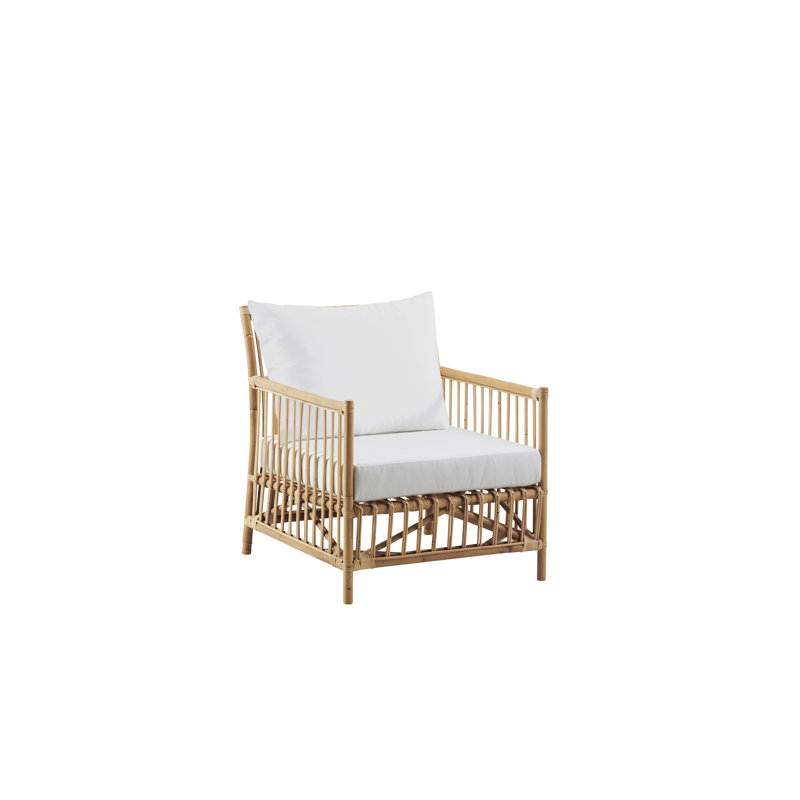 Méridienne Caroline Rattan, Toile blanche, Noir