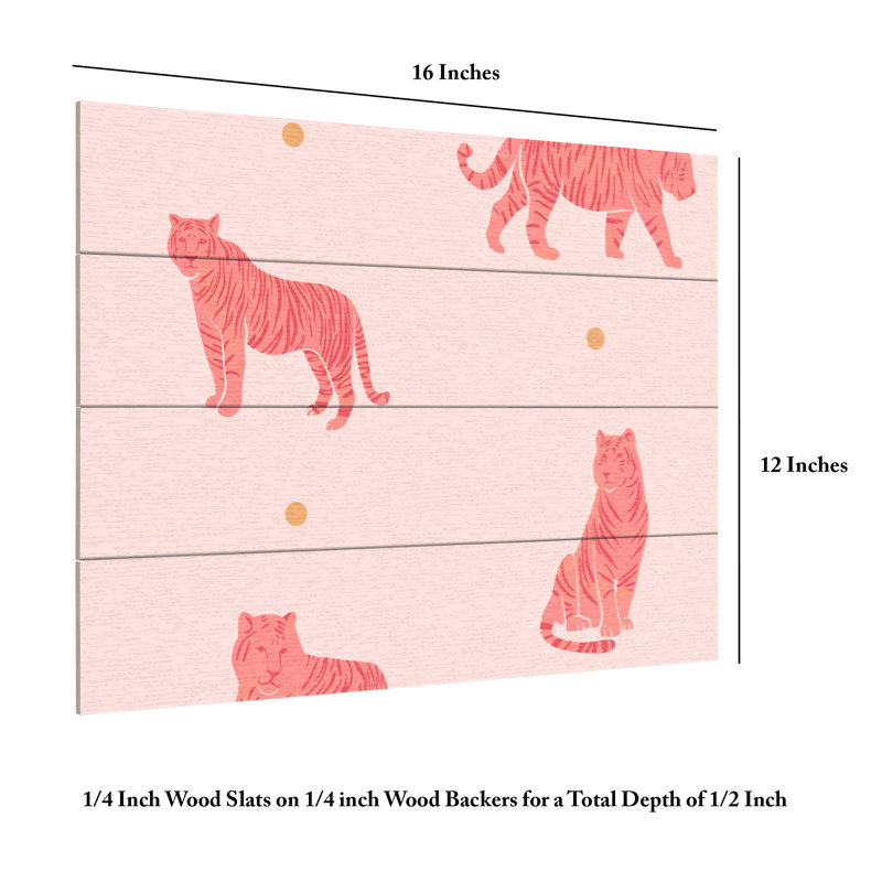 Rachel Hallquist Tiger Blender Wood Slat Art, H 18 po x l 22 po