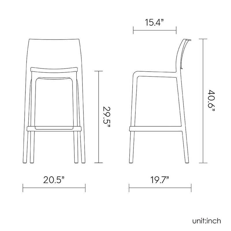 Tabouret de bar en résine Nenko, Noir