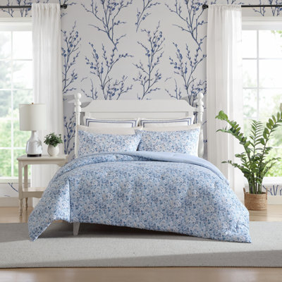 Laura Ashley Quartet Blue Reversible Comforter Set