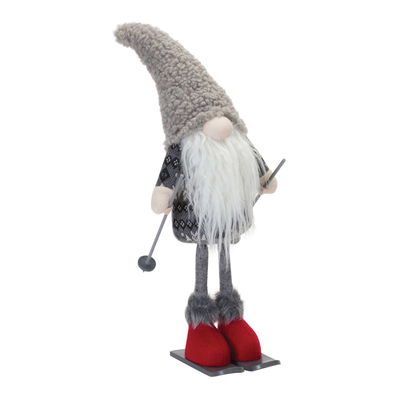 Gnome d'hiver moelleux sur skis (ensemble de 2)