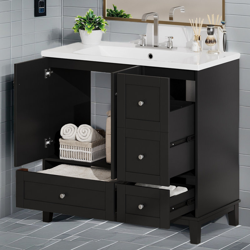 Meuble-lavabo 36 po (lavabo non inclus), Noir, noir, noir, noir