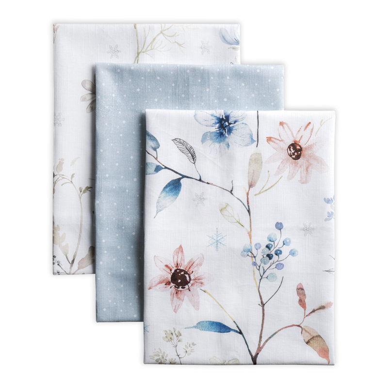 Ensemble de 3 serviettes à thé floral Ice