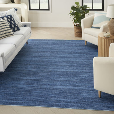 Tapis abstrait en coton bleu lavable à la machine Daline