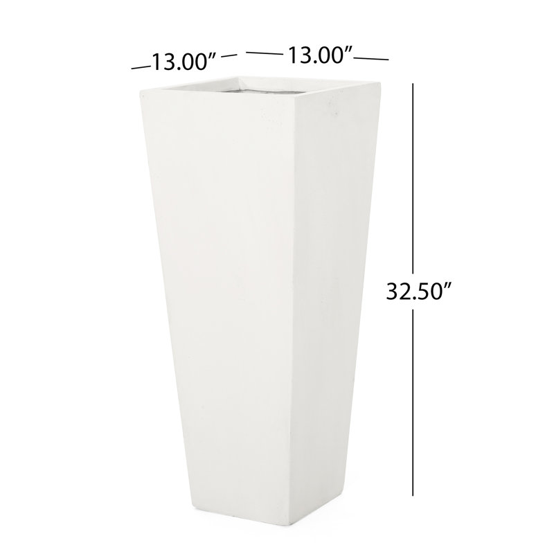 Jardinière extérieure conique en blanc mat - 13,38 X 31,66, oxyde de magnésium, créer un superbe patio, sans assemblage d'oxyde de forme 13,38 L 13,38 W 31,66 H, blanc, ajouter du charme à votre jardin,