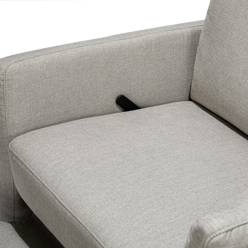Ethan Performance Gray Linen Swivel Recliner with Wood Accents