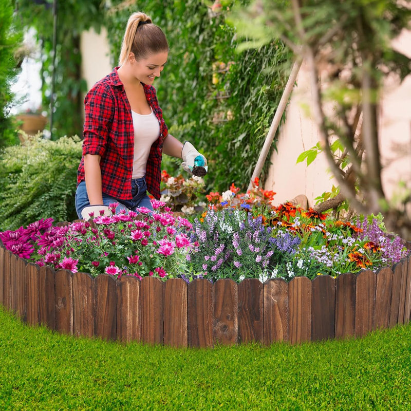 Bordure de jardin en bois - pour jardin, cour, allée, sentier, décoration extérieure rustique