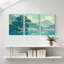 «Landscape & Nature Serene Lake Landscape with Trees and Mountains», ensemble de 3 impressions sur toile-1060706815
