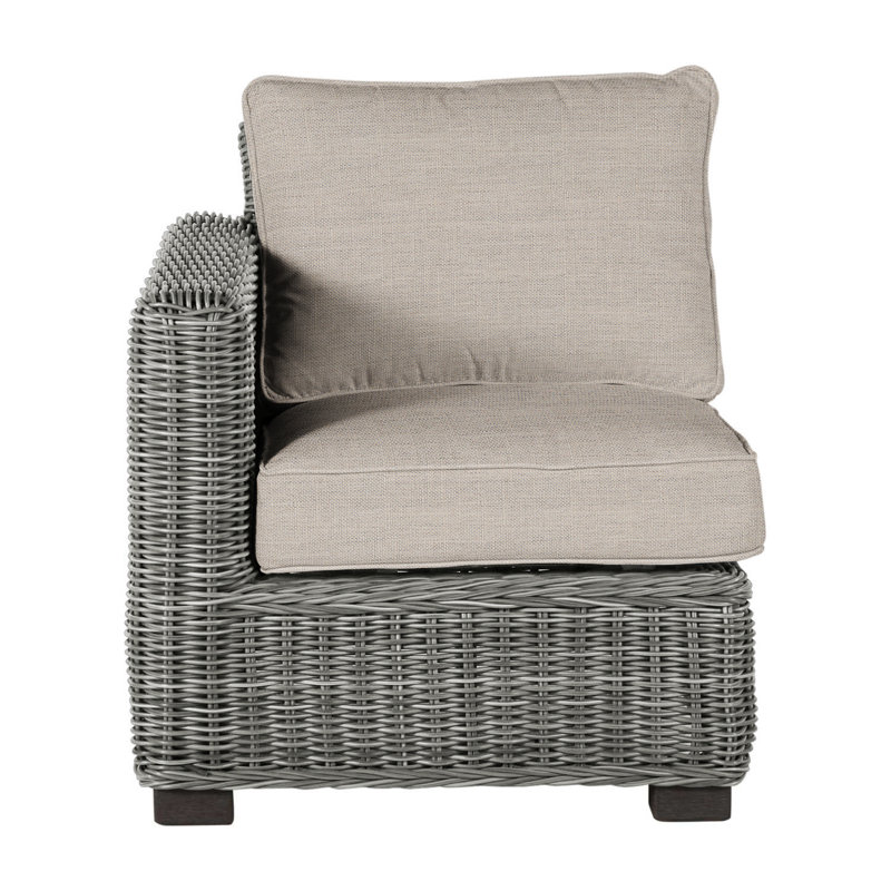 Canapé modulaire rustique tissé à gauche - gris ardoise, Gris ardoise, Lin Dove Sunbrella®, Welt