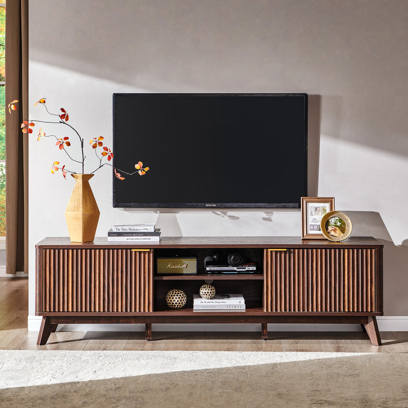 Console média 70 po Mid Century, Noyer foncé