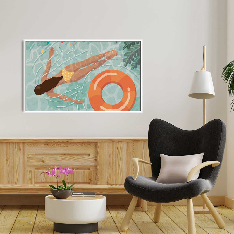 " Beach Babes IV " Painting Print, 51.5" W x 31.5" H, White Framed