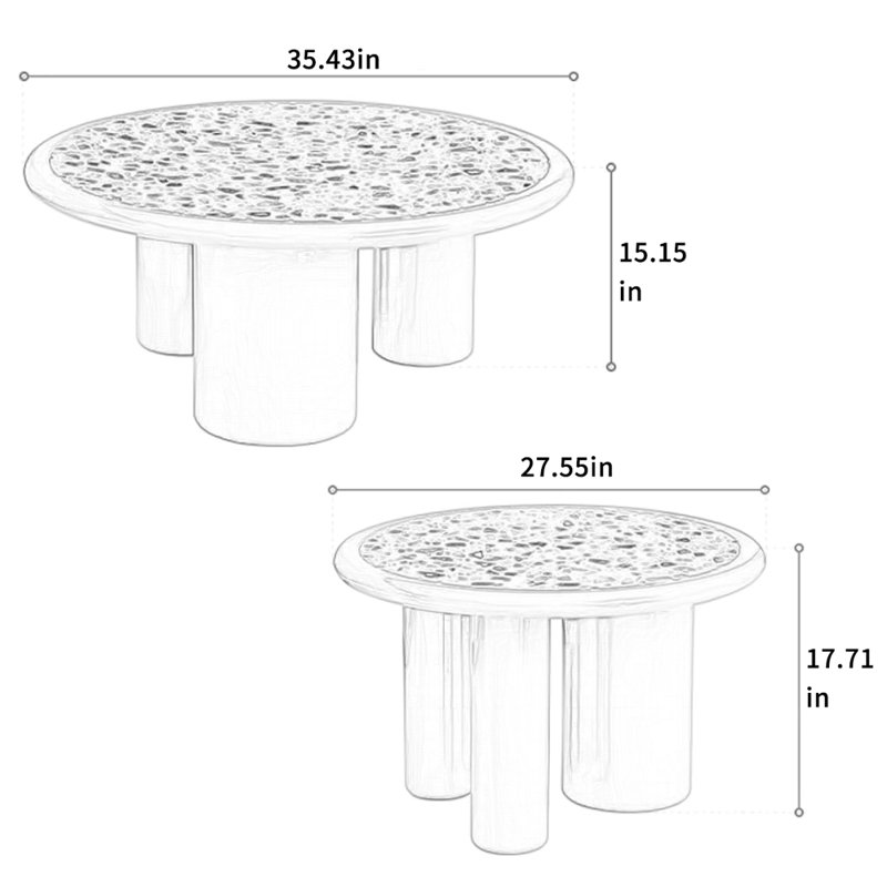 Modern Minimalist Coffee Table with Terrazzo Top