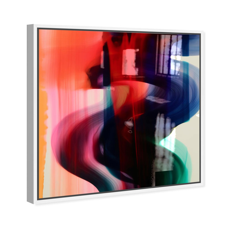 Oliver Gal Inked II Abstract - Hand-Applied Glass Coat Framed Canvas Art, White, 24" H x 24" W
