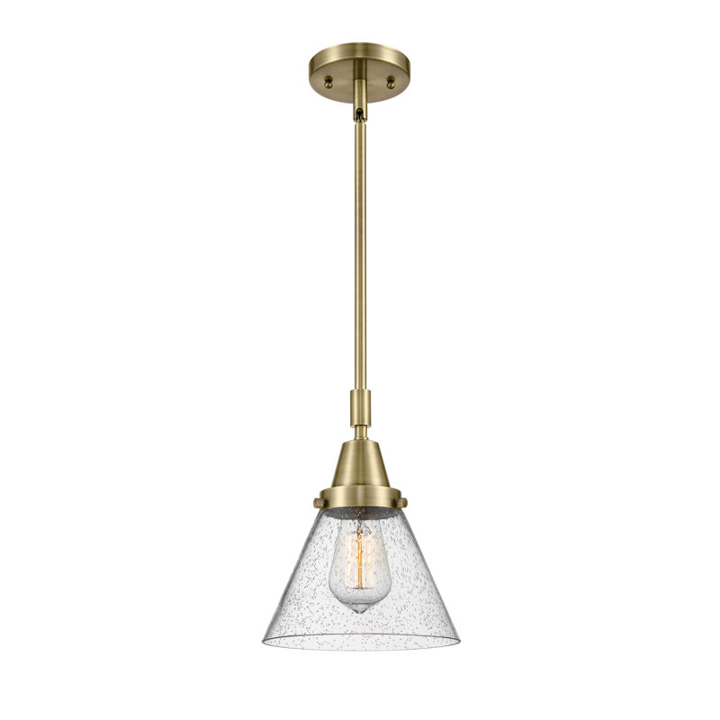 Luminaire suspendu conique à 1 lumière Aleaha, H 44,12 po x l 8 po x P 8 po, Ampoule non incluse, Laiton antique