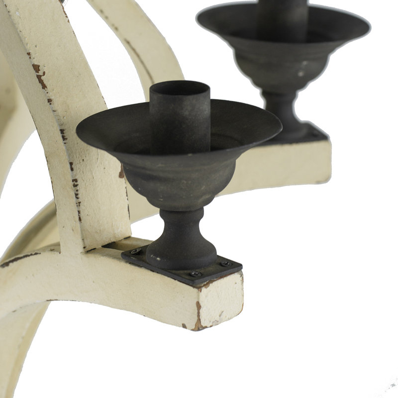 Lustre de ferme 6 lumières - Luminaire suspendu en bois réglable avec détails en fer