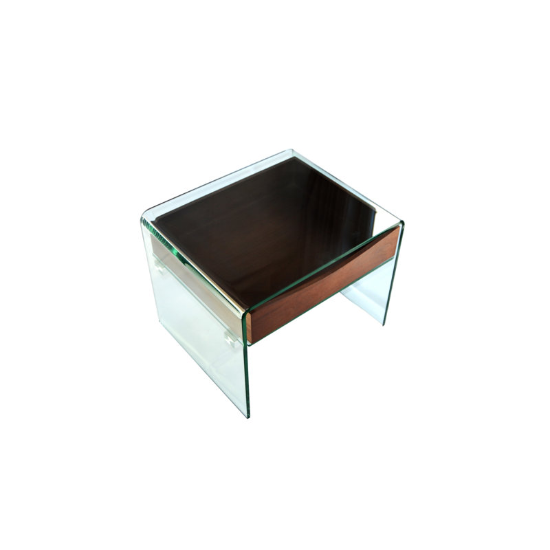 Miel Glass Top Sled End Table