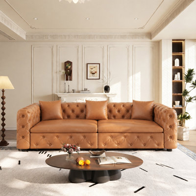 Classic Tufted 3-In-1 Pull Out Sofa For 4-Seater, Velvet Convertible Multi-Functional Couch With 3 Pillows