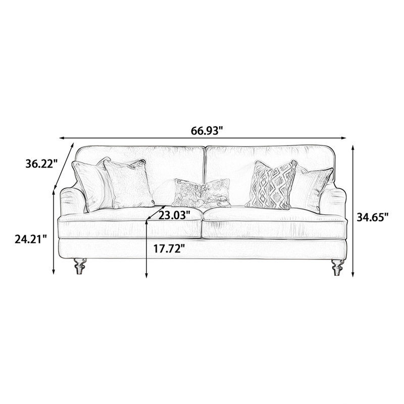 Coussin jaune en velours côtelé standard, Jaune, H 34,65 po x l 66,93 po x P 36,22 po