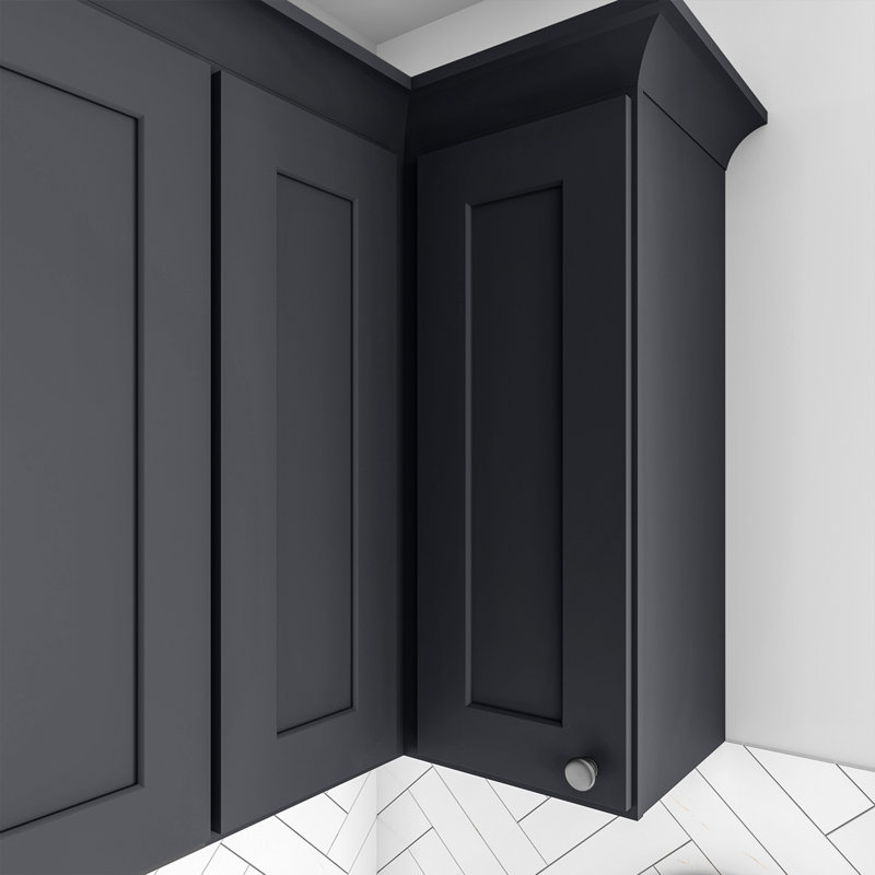 Armoire murale d'angle, L 24 po x H 30 po x P 12 po, Noir Shaker