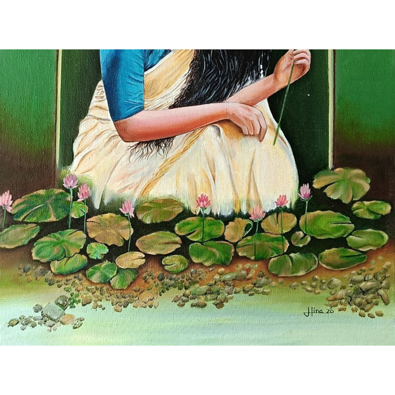 Mohini - Dame avec des fleurs | Peinture de Hina Sudhir Mahuv Niagara