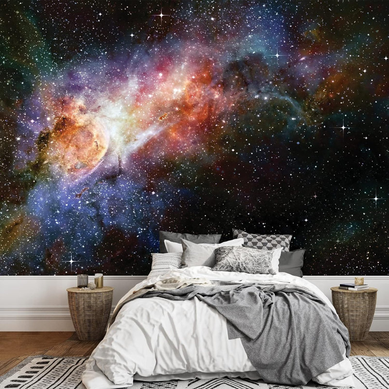 Planet In Outer Space Galaxy Peel & Stick Border, 66" L x 96" W