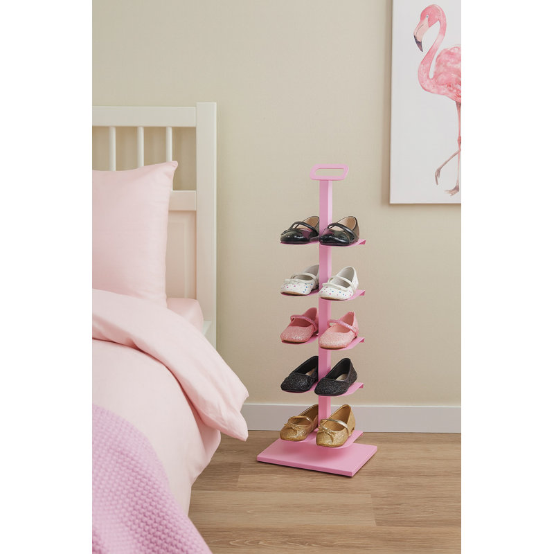 Narrow 5-Tier Shoe Rack – Metal Shoe Organizer for 5 Pairs, Compact & Stylish, White