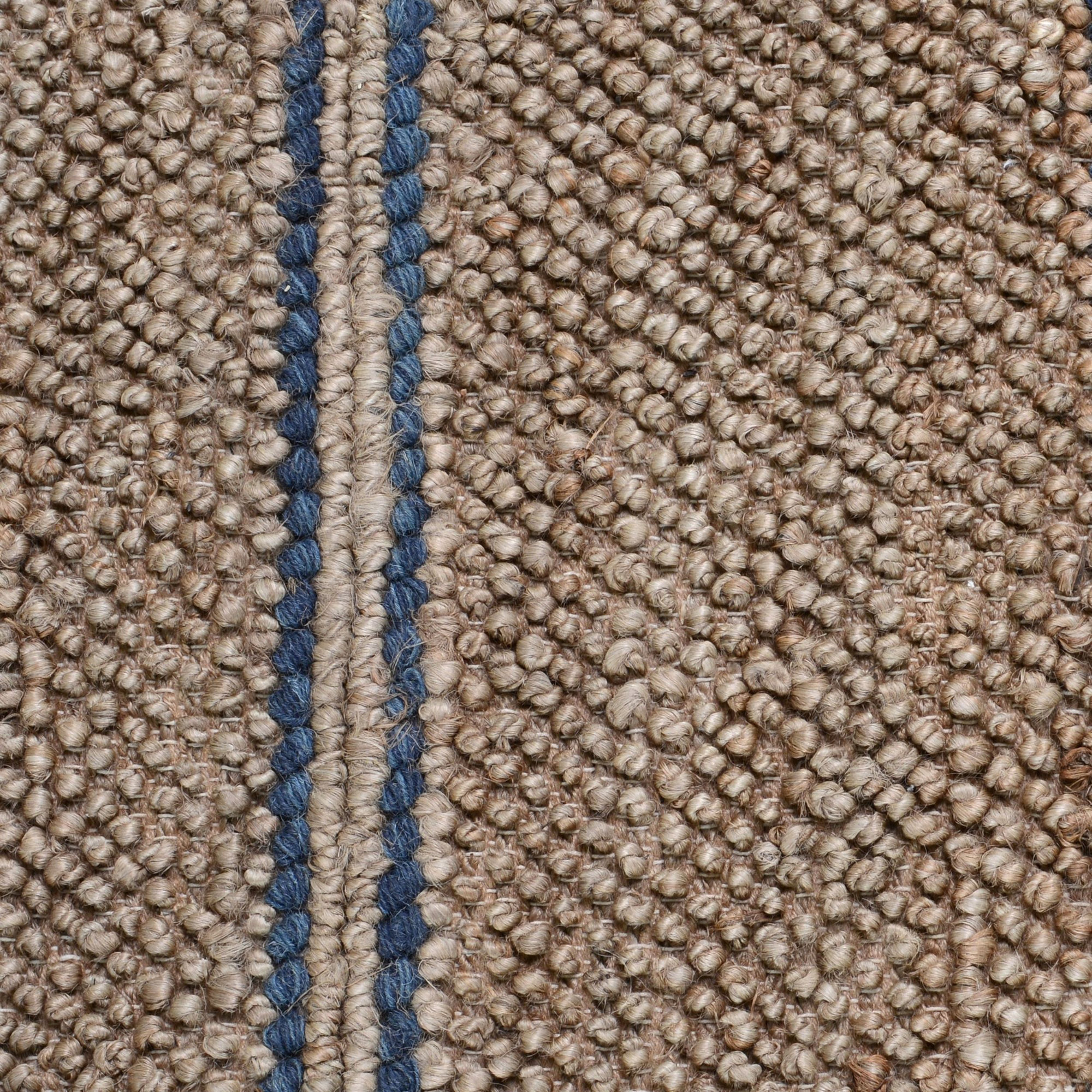 Beamond Striped Hand-Woven Jute Brown/Blue Area Rug, Rectangle 5' x 8'