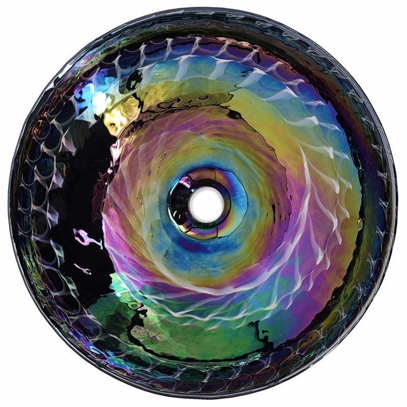 Ruvati Murano 16.25'' Glass Oval Bathroom Sink, Cosmic Black
