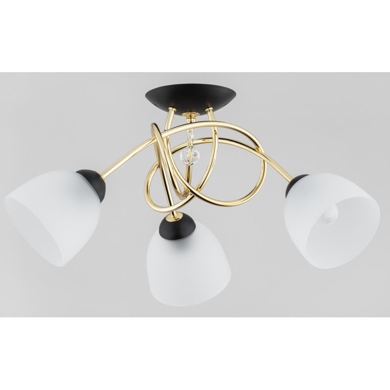 Jenelle Glass Flush Mount, White/Black