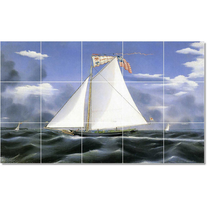 Carrelage mural décoratif en céramique 30 po x 18 po 6 po x 6 po, Peinture de bateau-bateau James Bard W22044