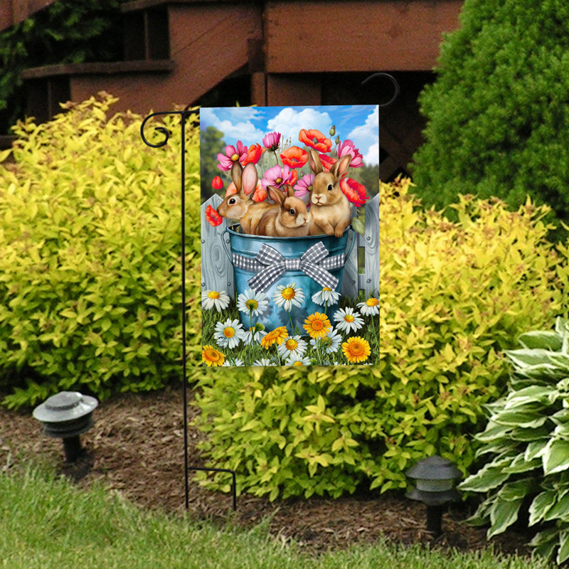 Seau de lapins drapeau de jardin