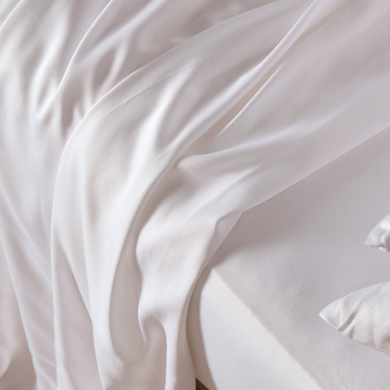 White Full/Double Cotton Bamboo Sheet Set with Pillowcases