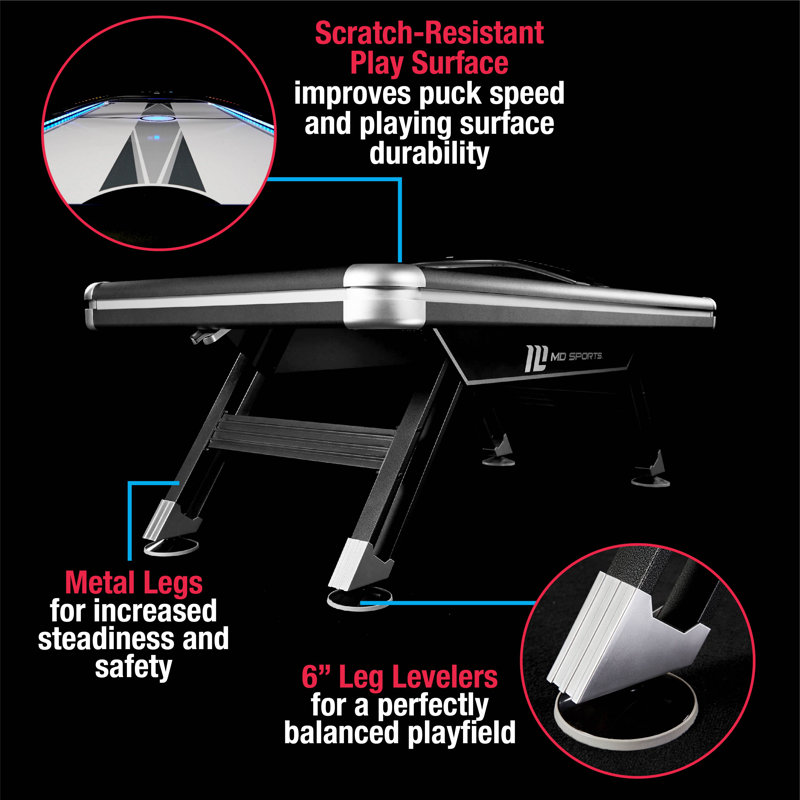 Titan 7.5' Black and Silver Air Hockey Table with Digital Scoreboard