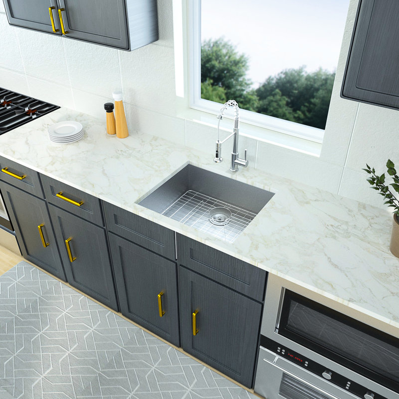 Évier de cuisine 25 po x 22 po x 9 po - Acier inoxydable avec cuve à finition lisse et hygiénique facile d'entretien